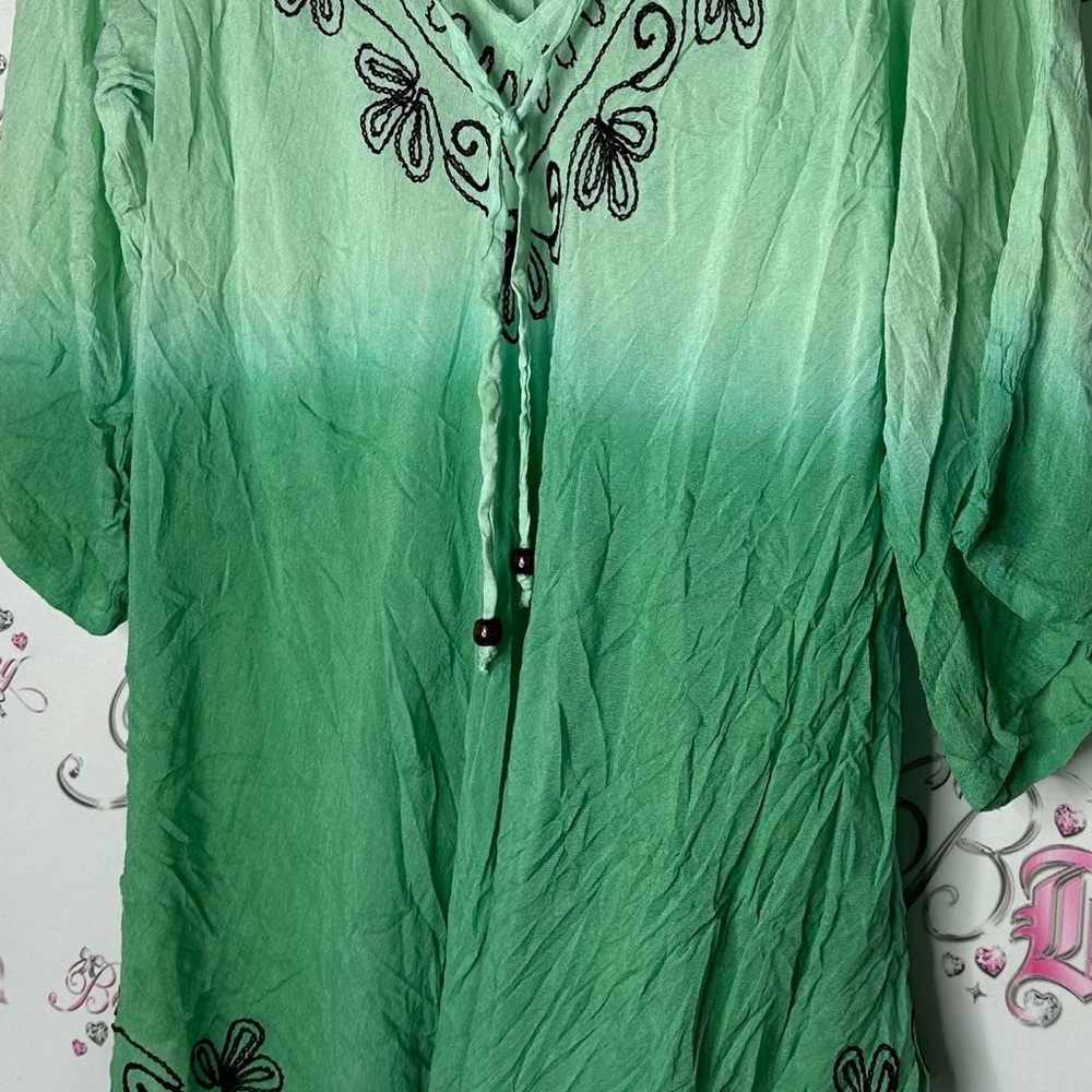 Didi’s dress ombré green embroidered embroidery floral corset lace up tie up - Picture 8 of 9